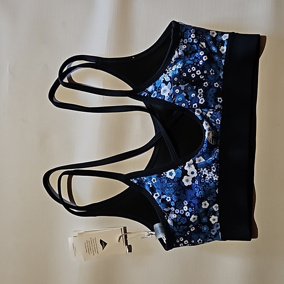 Tory Burch Printed cross back Navy Alpine floral Sport bra - Picture 2 of 3